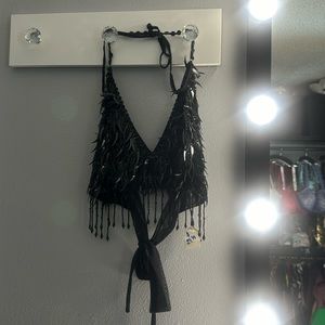 Black crop top with adornments:).. so fun!!